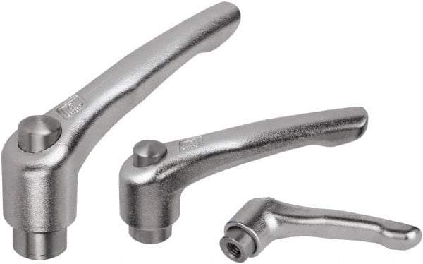 KIPP - 1/4-20, Stainless Steel Threaded Hole Adjustable Clamping Handle - 74.5mm OAL, 45.5mm High - Industrial Tool & Supply