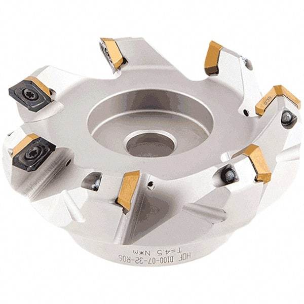 Iscar - 1.87, 1.92, 2.01" Cut Diam, 3/4" Arbor Hole, 2.5mm Max Depth of Cut, 42° Indexable Chamfer & Angle Face Mill - 4 Inserts, OE.. 060405\xB6OEMW 060405-AETN\xB6REMT 1505-LM-76 Insert, Right Hand Cut, 4 Flutes, Through Coolant, Series Heliocto - Industrial Tool & Supply
