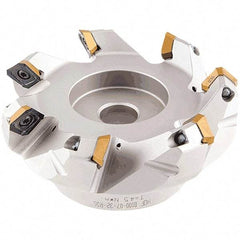 Iscar - 72.4, 73.7, 75.1mm Cut Diam, 22mm Arbor Hole, 2.5mm Max Depth of Cut, 42° Indexable Chamfer & Angle Face Mill - 5 Inserts, OE.. 060405\xB6OEMW 060405-AETN\xB6REMT 1505-LM-76 Insert, Right Hand Cut, 5 Flutes, Through Coolant, Series Heliocto - Industrial Tool & Supply