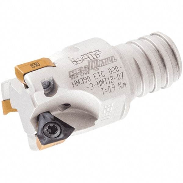 Iscar - 1" Cut Diam, 0.315" Max Depth of Cut, 1.77" OAL, Indexable Square Shoulder Helical End Mill - HM390 TPKT 100304PDR, HM390 TPKT 1003PDR Inserts, T15 Modular Connection, 90° Lead Angle, Series Multimaster - Industrial Tool & Supply