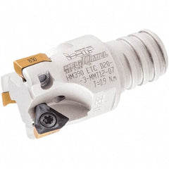 Iscar - 1" Cut Diam, 0.315" Max Depth of Cut, 1.77" OAL, Indexable Square Shoulder Helical End Mill - HM390 TPKT 100304PDR, HM390 TPKT 1003PDR Inserts, T15 Modular Connection, 90° Lead Angle, Series Multimaster - Industrial Tool & Supply