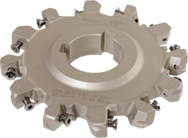 Iscar - Arbor Hole Connection, 0.62" Cutting Width, 1.3" Depth of Cut, 5" Cutter Diam, 1-1/2" Hole Diam, 6 Tooth Indexable Slotting Cutter - SDN-XN13 Toolholder, XNMU 13 Insert, Neutral Cutting Direction - Industrial Tool & Supply