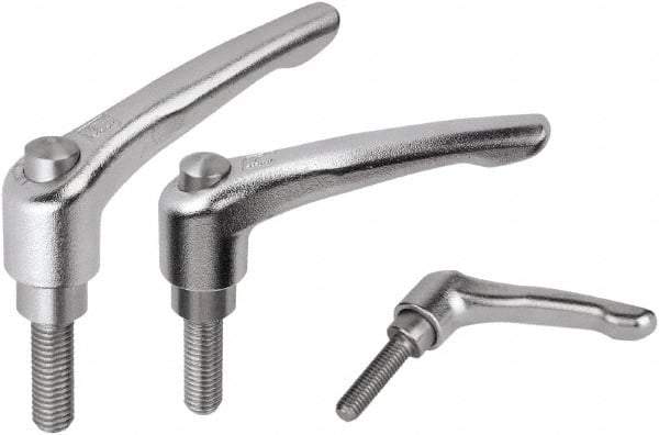 KIPP - M10, Stainless Steel Threaded Stud Adjustable Clamping Handle - 74.5mm OAL, 45.5mm High - Industrial Tool & Supply