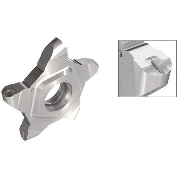 Iscar - PENTA24N318 J IC908 Grade, 0.1252" Cutting Width, Carbide Cutoff Insert - Neutral Lead Angle, 0.0626" Cnr Rad, TiN/TiAlN Coated - Industrial Tool & Supply