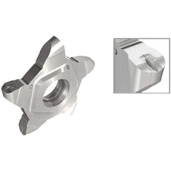 Iscar - PENTA24N318 J IC908 Grade, 0.1252" Cutting Width, Carbide Cutoff Insert - Neutral Lead Angle, 0.0626" Cnr Rad, TiN/TiAlN Coated - Industrial Tool & Supply