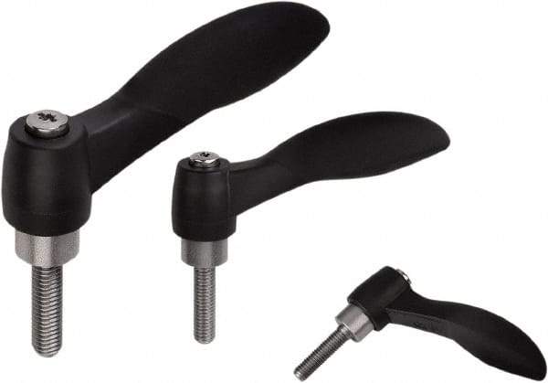 KIPP - M6, Fiberglass Reinforced Plastic & Thermoplastic SEBS Threaded Stud Adjustable Clamping Handle - 48.1mm OAL, 33.5mm High - Industrial Tool & Supply