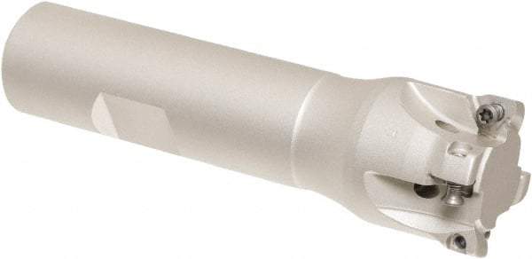 Iscar - 1" Cut Diam, 0.2" Max Depth of Cut, 3/4" Shank Diam, 3-1/2" OAL, Indexable Square Shoulder Helical End Mill - HM390 TCKT 0703PCTR Inserts, Weldon Shank, 90° Lead Angle, Through Coolant, Series HeliIQMill - Industrial Tool & Supply