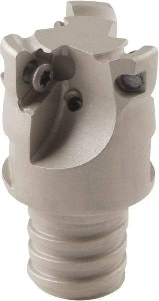 Iscar - 20mm Cut Diam, 5mm Max Depth of Cut, 33.8mm OAL, Indexable Square Shoulder Helical End Mill - HM390 TCKT 0703PCTR Inserts, T12 Modular Connection, 90° Lead Angle, Through Coolant - Industrial Tool & Supply