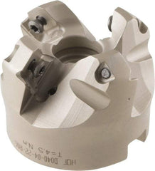 Iscar - 49.4, 50.7, 52.1mm Cut Diam, 22mm Arbor Hole, 8mm Max Depth of Cut, 42° Indexable Chamfer & Angle Face Mill - 4 Inserts, OE.. 060405\xB6OEMW 060405-AETN\xB6REMT 1505-LM-76 Insert, Right Hand Cut, 4 Flutes, Through Coolant, Series Heliocto - Industrial Tool & Supply