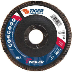 ‎4-1/2″ Saber Tooth Ceramic Abrasive Flap Disc, Angled, Phenolic Backing, 80C, 7/8″ Arbor Hole - Industrial Tool & Supply