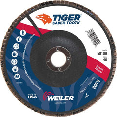 7″ Saber Tooth Ceramic Abrasive Flap Disc, Angled, Phenolic Backing, 40C, 7/8″ Arbor Hole - Industrial Tool & Supply