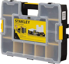 Stanley - 17 Compartment Tool Organizer - 12-63/64" Wide x 13-11/16" Deep x 3-7/16" High, Plastic, Black/Yellow - Industrial Tool & Supply