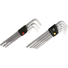 Wiha - 22 Piece, L-Key Long Arm Ball End Hex Key Set - 1.5 to 10mm Range, Chrome Vanadium Molybdenum - Industrial Tool & Supply