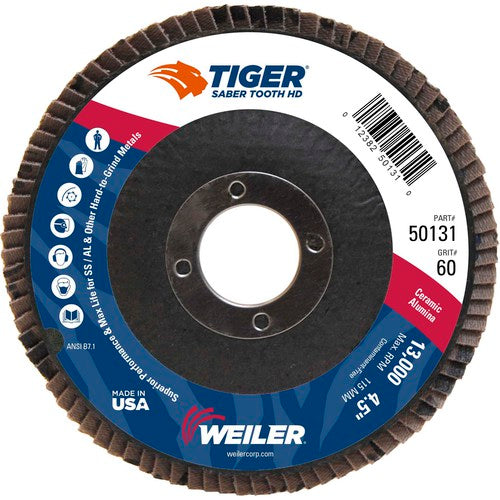‎4-1/2 Saber Tooth High Density Ceramic Abrasive, 60C, 7/8″ Arbor Hole - Industrial Tool & Supply