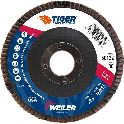 ‎4-1/2 Saber Tooth High Density Ceramic Abrasive, 80C, 7/8″ Arbor Hole - Industrial Tool & Supply