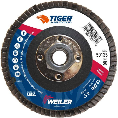 ‎4-1/2 Saber Tooth High Density Ceramic Abrasive, 80C, 5/8″-11 UNC Nut - Industrial Tool & Supply