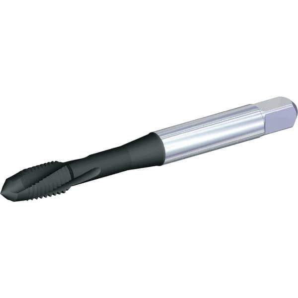 Kennametal - 1/4-28 UNF 3 Flute 2B Plug Spiral Flute Tap - Powdered Metal, Nitride Finish, 63.4mm OAL, Left Hand Flute, Right Hand Thread, H4, Series T660 - Exact Industrial Supply