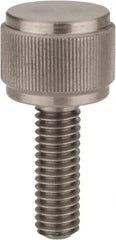 Morton Machine Works - 1/2-13 Knurled Shoulderless Flat Tip Grade 303 Stainless Steel Thumb Screw - 2-5/16" OAL, 13/16" Head Height - Industrial Tool & Supply