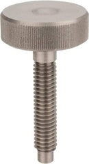 Morton Machine Works - M12x1.75 Knurled Shoulderless Dog Point Tip Grade 303 Stainless Steel Thumb Screw - 83mm OAL, 32mm Head Diam x 13mm Head Height - Industrial Tool & Supply