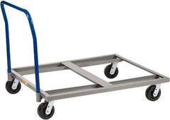 Little Giant - 3,600 Lb Capacity Steel Pallet Dolly With Handle - 48" Long x 42" Wide x 9" High, 6" Phenolic Wheels - Industrial Tool & Supply