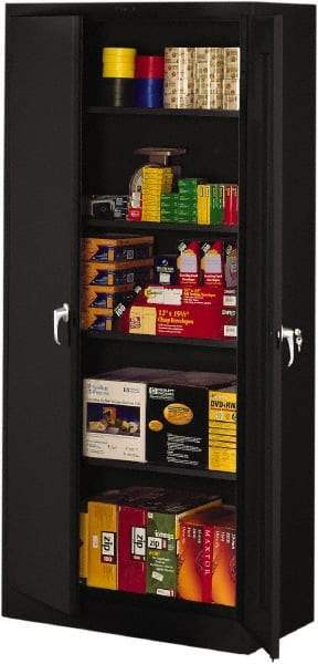 Tennsco - 5 Shelf Locking Storage Cabinet - Steel, 36" Wide x 18" Deep x 78" High, Black - Industrial Tool & Supply