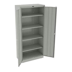 Tennsco - 5 Shelf Locking Storage Cabinet - Steel, 36" Wide x 18" Deep x 78" High, Light Gray - Industrial Tool & Supply