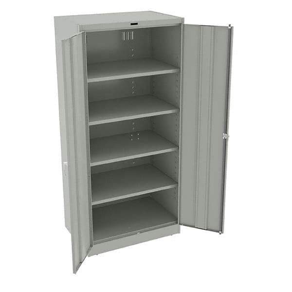 Tennsco - 5 Shelf Locking Storage Cabinet - Steel, 36" Wide x 24" Deep x 78" High, Light Gray - Industrial Tool & Supply