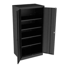 Tennsco - 5 Shelf Locking Storage Cabinet - Steel, 36" Wide x 24" Deep x 72" High, Black - Industrial Tool & Supply