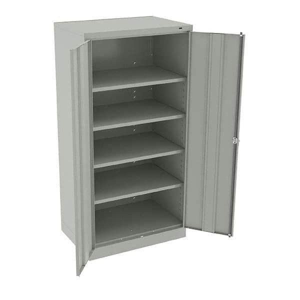 Tennsco - 5 Shelf Locking Storage Cabinet - Steel, 36" Wide x 24" Deep x 72" High, Light Gray - Industrial Tool & Supply