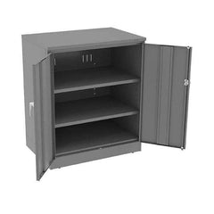 Tennsco - 3 Shelf Locking Storage Cabinet - Steel, 36" Wide x 24" Deep x 42" High, Medium Gray - Industrial Tool & Supply