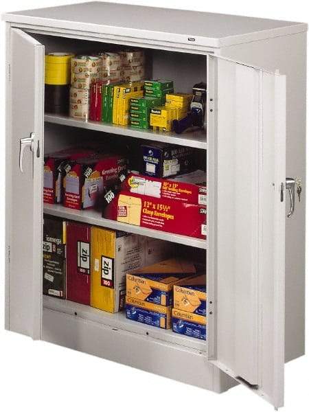 Tennsco - 3 Shelf Locking Storage Cabinet - Steel, 36" Wide x 18" Deep x 42" High, Light Gray - Industrial Tool & Supply
