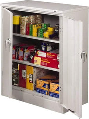 Tennsco - 3 Shelf Locking Storage Cabinet - Steel, 36" Wide x 18" Deep x 42" High, Champagne/Putty - Industrial Tool & Supply
