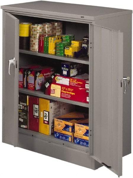 Tennsco - 3 Shelf Locking Storage Cabinet - Steel, 36" Wide x 18" Deep x 42" High, Medium Gray - Industrial Tool & Supply