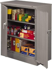 Tennsco - 3 Shelf Locking Storage Cabinet - Steel, 36" Wide x 18" Deep x 42" High, Medium Gray - Industrial Tool & Supply