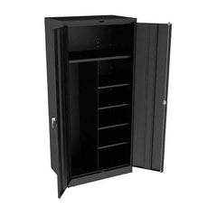 Tennsco - 6 Shelf Combination Storage Cabinet - Steel, 36" Wide x 24" Deep x 78" High, Black - Industrial Tool & Supply
