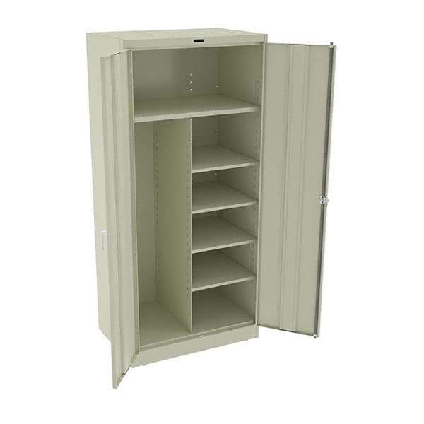 Tennsco - 6 Shelf Combination Storage Cabinet - Steel, 36" Wide x 24" Deep x 78" High, Champagne/Putty - Industrial Tool & Supply