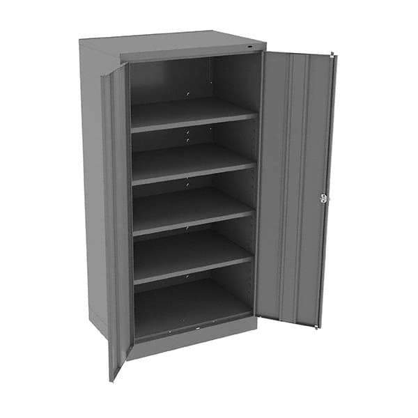 Tennsco - 5 Shelf Locking Storage Cabinet - Steel, 36" Wide x 24" Deep x 72" High, Medium Gray - Industrial Tool & Supply