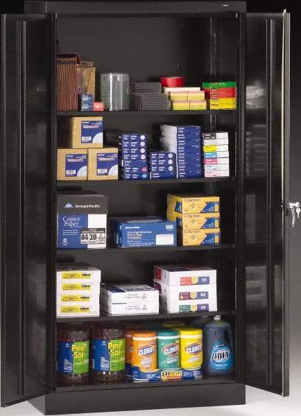 Tennsco - 5 Shelf Locking Storage Cabinet - Steel, 36" Wide x 18" Deep x 72" High, Black - Industrial Tool & Supply