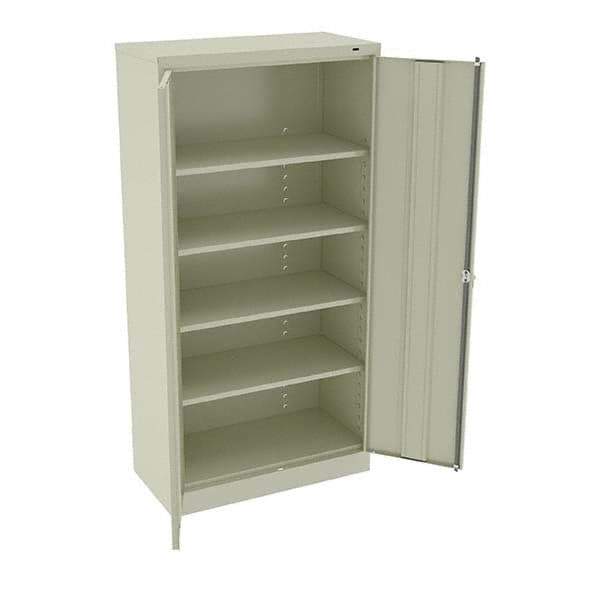 Tennsco - 5 Shelf Locking Storage Cabinet - Steel, 36" Wide x 18" Deep x 72" High, Champagne/Putty - Industrial Tool & Supply