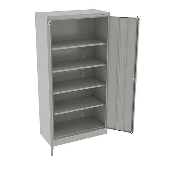 Tennsco - 5 Shelf Locking Storage Cabinet - Steel, 36" Wide x 18" Deep x 72" High, Light Gray - Industrial Tool & Supply