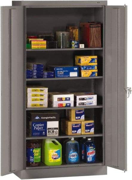 Tennsco - 5 Shelf Locking Storage Cabinet - Steel, 36" Wide x 18" Deep x 72" High, Medium Gray - Industrial Tool & Supply