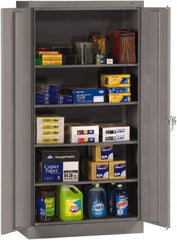 Tennsco - 5 Shelf Locking Storage Cabinet - Steel, 36" Wide x 18" Deep x 72" High, Medium Gray - Industrial Tool & Supply