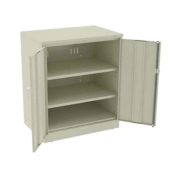 Tennsco - 3 Shelf Locking Storage Cabinet - Steel, 36" Wide x 24" Deep x 42" High, Champagne/Putty - Industrial Tool & Supply