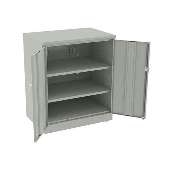 Tennsco - 3 Shelf Locking Storage Cabinet - Steel, 36" Wide x 24" Deep x 42" High, Light Gray - Industrial Tool & Supply
