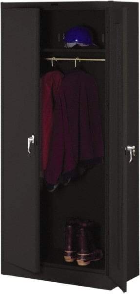 Tennsco - 2 Shelf Wardrobe Storage Cabinet - Steel, 36" Wide x 18" Deep x 78" High, Black - Industrial Tool & Supply