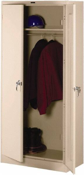 Tennsco - 2 Shelf Wardrobe Storage Cabinet - Steel, 36" Wide x 18" Deep x 78" High, Champagne/Putty - Industrial Tool & Supply