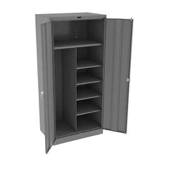 Tennsco - 6 Shelf Combination Storage Cabinet - Steel, 36" Wide x 24" Deep x 78" High, Medium Gray - Industrial Tool & Supply