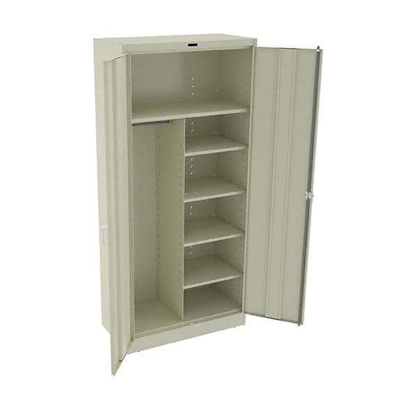 Tennsco - 6 Shelf Combination Storage Cabinet - Steel, 36" Wide x 18" Deep x 78" High, Champagne/Putty - Industrial Tool & Supply
