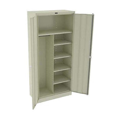 Tennsco - 6 Shelf Combination Storage Cabinet - Steel, 36" Wide x 18" Deep x 78" High, Champagne/Putty - Industrial Tool & Supply