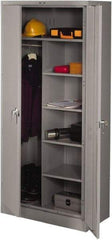 Tennsco - 6 Shelf Combination Storage Cabinet - Steel, 36" Wide x 18" Deep x 78" High, Medium Gray - Industrial Tool & Supply